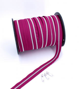 Preview: Endlosreißverschluss metallisiert beere/ silber (1m)